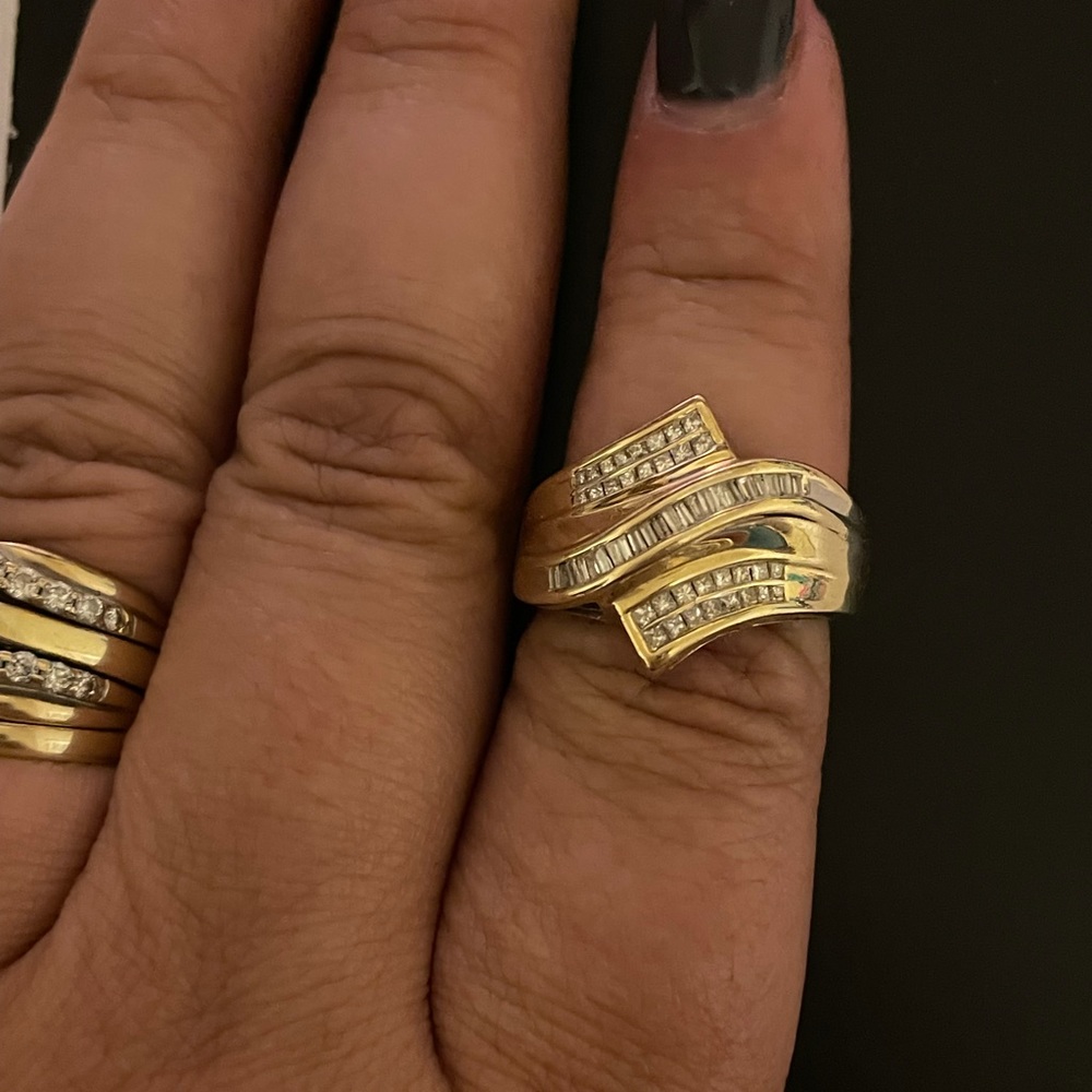 1/2 ctw princess baguette two tone ring size 9